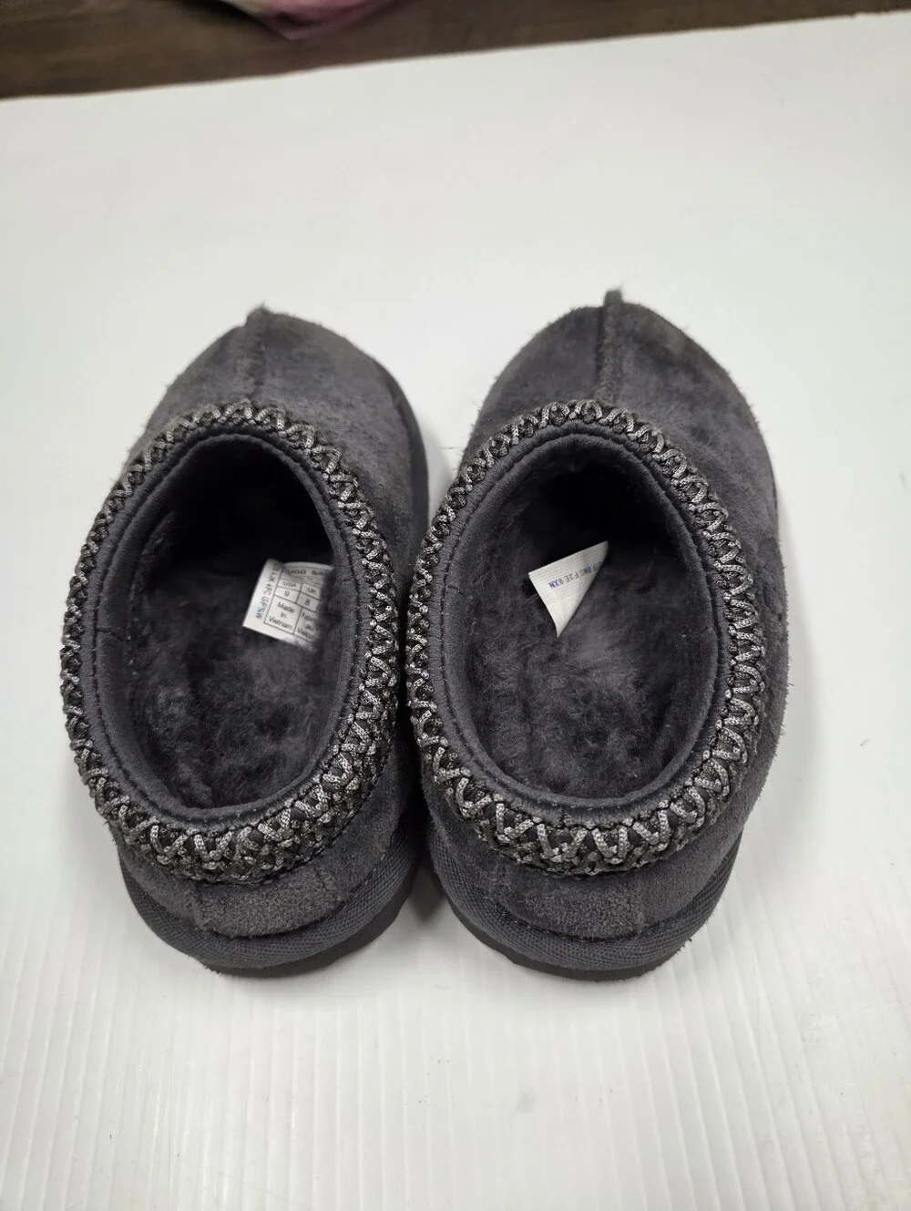 UGG Kids Tasman II Charcoal Grey Suede Slippers Size 9 T Toddler